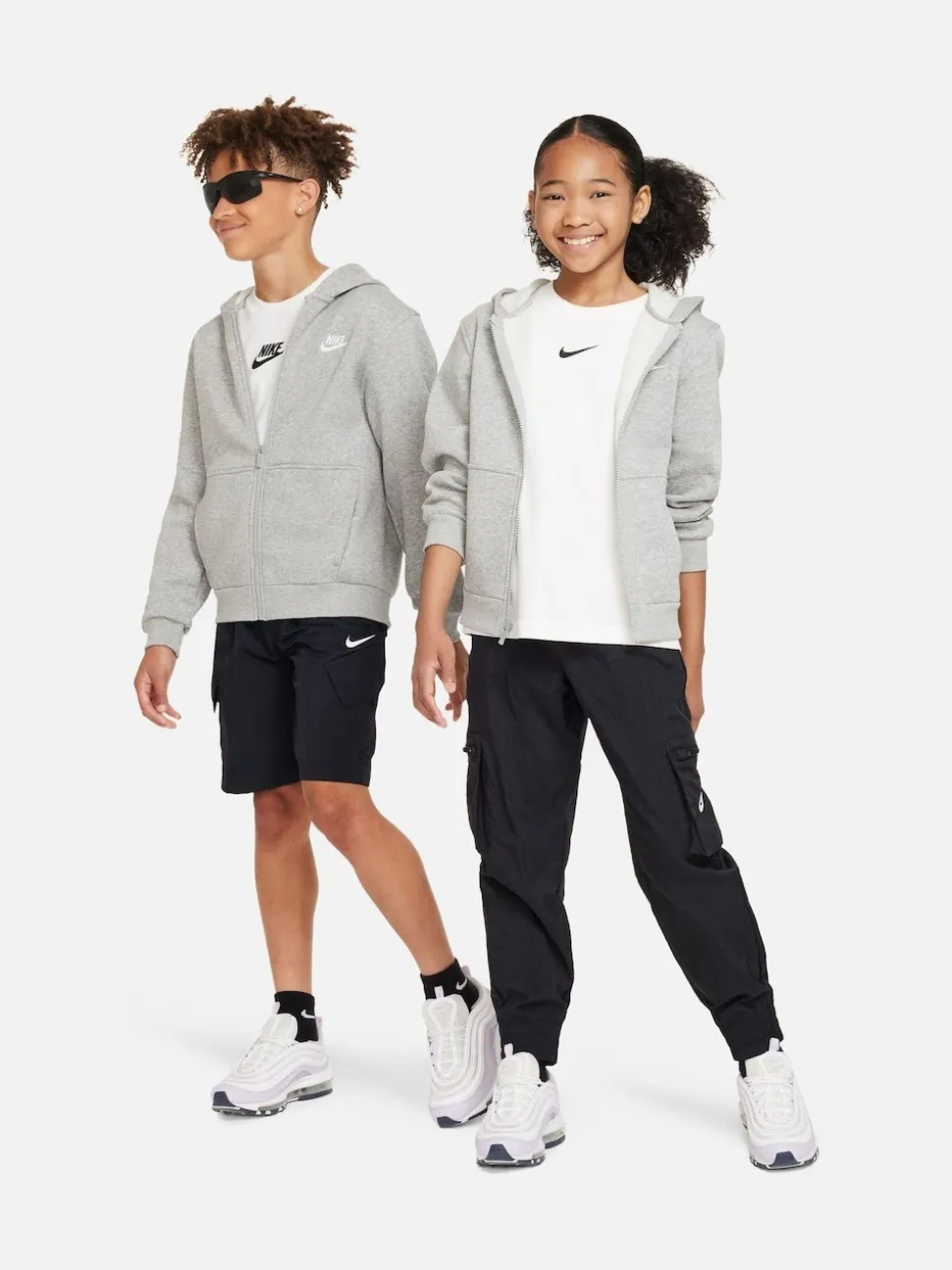 Gris foncé chiné - Sweat à capuche Nike Club zippé en polaire