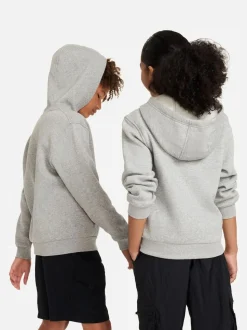 Gris foncé chiné - Sweat à capuche Nike Club zippé en polaire