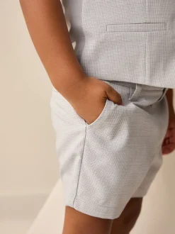 Gris motif pied-de-poule - Gilet/chemises/shorts et noué Cravate (3 {} mois-9ans)