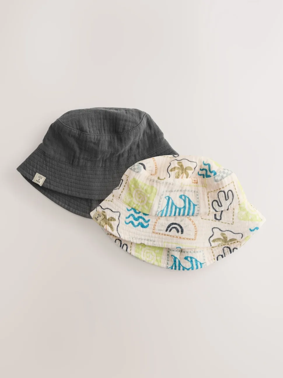 Gris Stampy imprimé tissé - Paquet de bonnets pour bébé 2 (0mois-2ans)