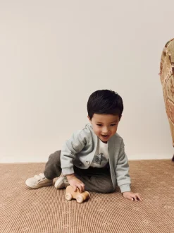 Gris/Blanc - Ensemble T-shirt et Pantalons Cardigan 3 pièces (3mois-7ans)