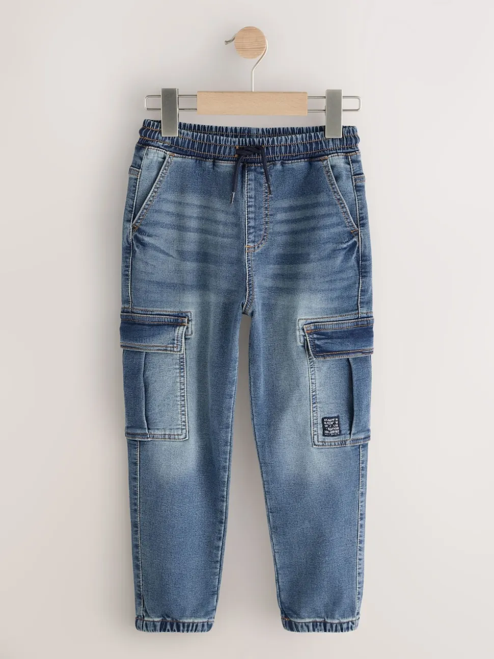 Gris/Bleu - Jean cargo avec taille élastiquée, lot de 2 (3-16ans)