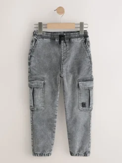 Gris/Bleu - Jean cargo avec taille élastiquée, lot de 2 (3-16ans)