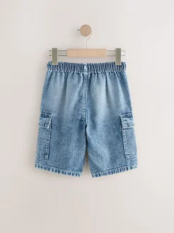 Gris/bleu moyen - Short cargo en jean 100% coton Lot de 2 (3-16ans)