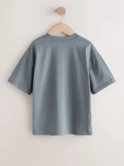 Gris/jaune/minéral/rouge - Lot de 4 T-shirts à Manches courtes avec Logo Graphique sur la Poitrine (3-16ans)