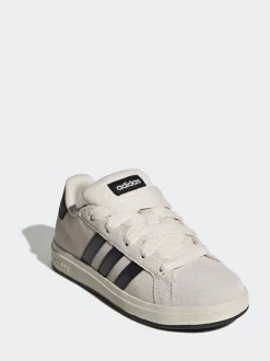Gris/Noir - Baskets adidas Grand Court 00s en daim et dentelle pour enfant