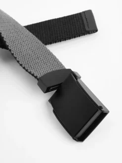 Gris/Noir - Ceinture tissée réversible