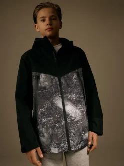 Gris/Noir - Veste à capuche imperméable doublée de polaire (3-17ans)