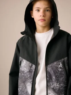 Gris/Noir - Veste à capuche imperméable doublée de polaire (3-17ans)