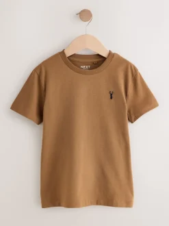 Gris/Noir/Vert/Fauve Marron kaki - T-shirt brodé Manches courtes Stag 4 Pack (3-16ans)