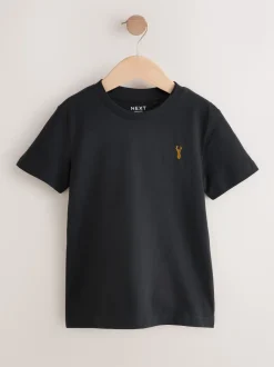 Gris/Noir/Vert/Fauve Marron kaki - T-shirt brodé Manches courtes Stag 4 Pack (3-16ans)