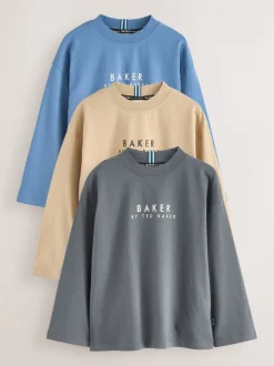 Gris/Pierre/Bleu - Lot de 3 t-shirts Baker by Ted Baker manches longues en coton
