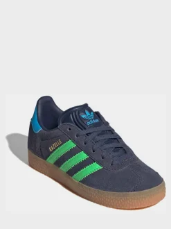 Gris/vert - Baskets Adidas Original Gazelle enfant