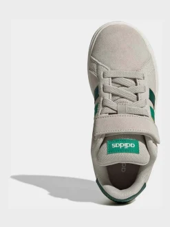 Gris/vert - Baskets adidas Grand Court 00s en daim à lacets élastiques pour enfant