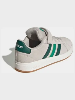 Gris/vert - Baskets adidas Grand Court 00s en daim à lacets élastiques pour enfant