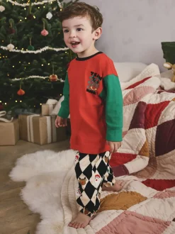 Harlequin rouge/vert - Pyjama de Noël simple (9mois-12ans)