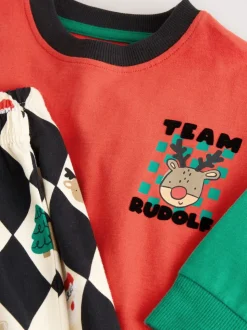 Harlequin rouge/vert - Pyjama de Noël simple (9mois-12ans)