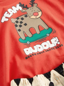 Harlequin rouge/vert - Pyjama de Noël simple (9mois-12ans)