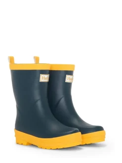 Hatley Bottes de pluie bleu marine et Jaune mat