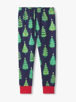 Hatley Patriot Bleu Glow in the Dark Noël Sapins Ensemble pyjama en coton extensible