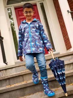 Hatley Veste de pluie bleue peinte à motif dinosaure