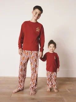 Homme de pain d’épices rouge - Pyjama de Noël confortable à manches longues assorti (9mois16ans)