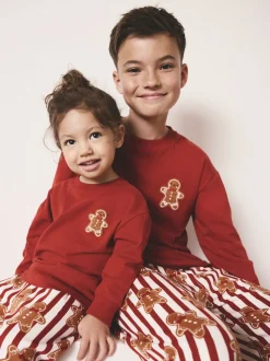 Homme de pain d’épices rouge - Pyjama de Noël confortable à manches longues assorti (9mois16ans)