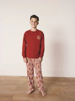 Homme de pain d’épices rouge - Pyjama de Noël confortable à manches longues assorti (9mois16ans)
