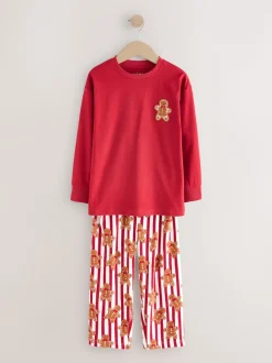 Homme de pain d’épices rouge - Pyjama de Noël confortable à manches longues assorti (9mois16ans)