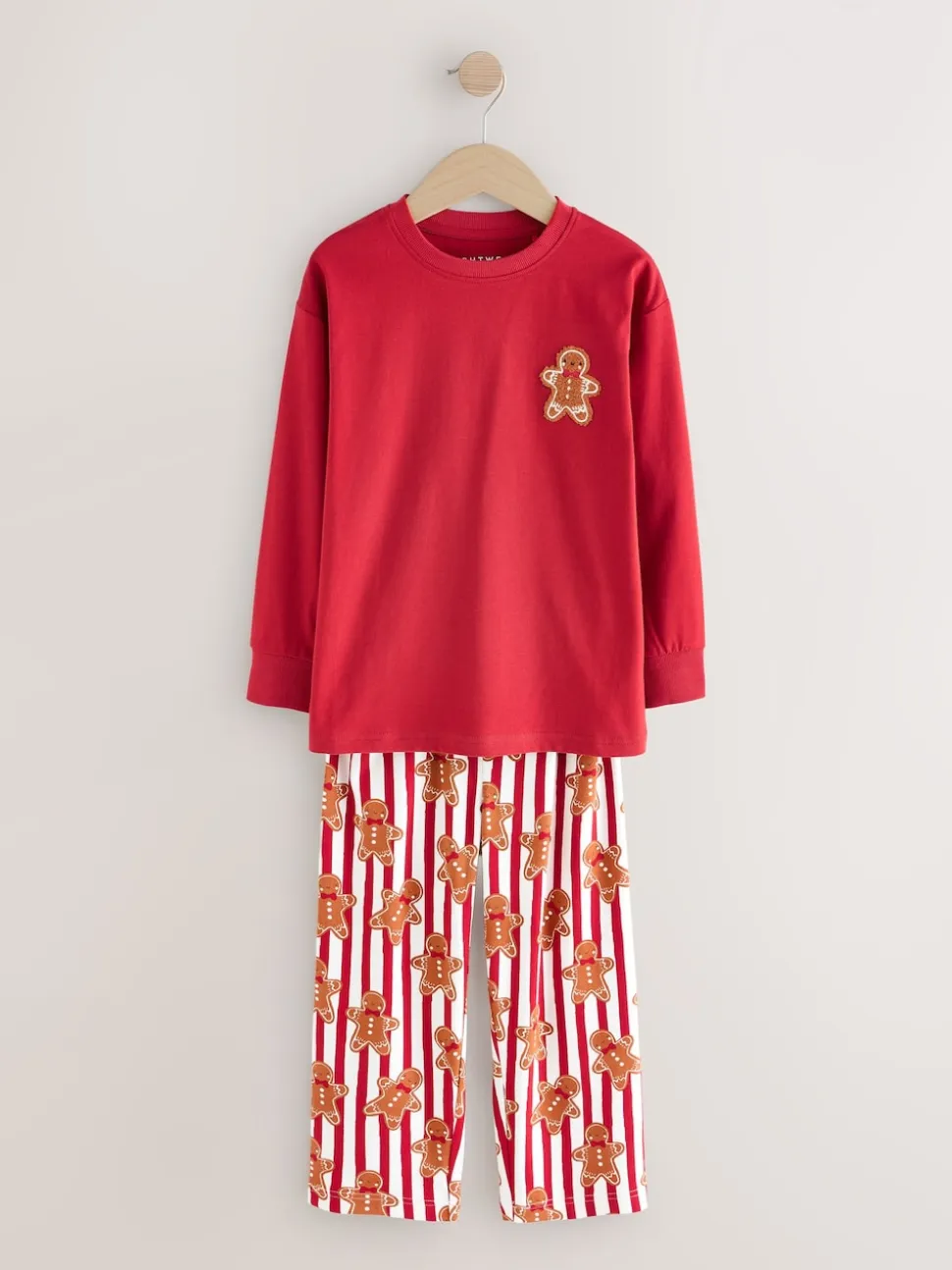 Homme de pain d’épices rouge - Pyjama de Noël confortable à manches longues assorti (9mois16ans)
