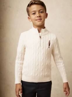 Hors blanc - Pull Reiss Nollaig à col zippé casse-noisettes en laine mélangée