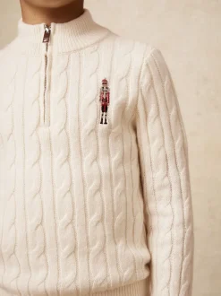 Hors blanc - Pull Reiss Nollaig à col zippé casse-noisettes en laine mélangée