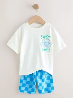 Imprimé alimentaire vert/blanc - Ensemble t-shirt et short à manches courtes Lot de 2 (3mois7ans)