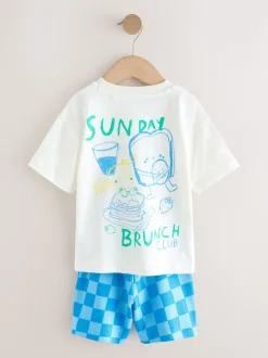 Imprimé alimentaire vert/blanc - Ensemble t-shirt et short à manches courtes Lot de 2 (3mois7ans)