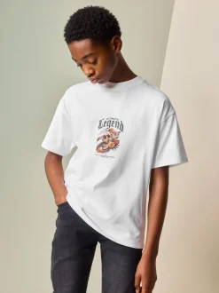 Imprimé crâne blanc au dos - T-shirt graphique Manches courtes Relaxed Fit (3-16yrs)