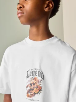 Imprimé crâne blanc au dos - T-shirt graphique Manches courtes Relaxed Fit (3-16yrs)