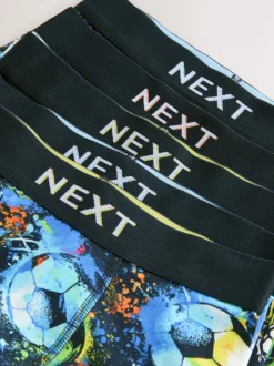 Imprimé de football Bleu - Lot de 5 boxers (2-16ans)