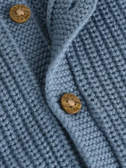 Imprimé dinosaures bleu marine brodé - Cardigan à capuche en maille bébé (0 mois-2 ans)