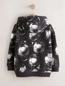 Imprimé football noir - Sweat à capuche adolescent imprimé graphique (3-16ans)