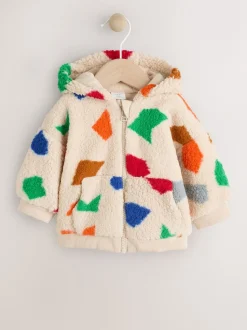Imprimé géométrique naturel brillant - Veste zippée à capuche pour bébé (0mois2ans)