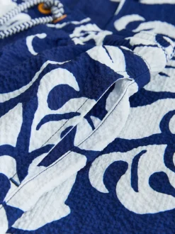 Imprimé hawaïen bleu marine - Ensemble shorts de bain et chemise (3-16ans)