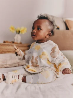 Imprimé personnage lapin blanc - Ensemble bébé sweat et legging de Pâques (0mois-2ans)