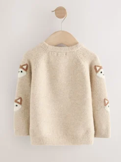 Imprimé renard neutre - Pull col rond en maille (3mois-7ans)