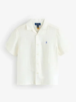 ivoire - Chemise Polo Ralph Lauren en lin à col camp