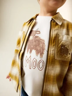 Jaune À carreaux zippé - Ensemble chemise et t-shirt à manches longues (3mois-7ans)