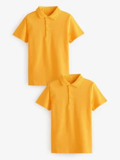 Jaune - Polos en coton à manches courtes pour l'école, lot de 2 (3-16ans)