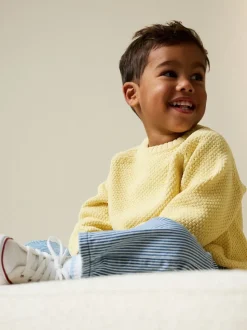 Jaune - Pull Col rond en maille chenille (3mois-7ans)