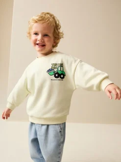Jaune Buttermilk Digger - Sweat-shirt en jersey à col rond imprimé au dos (3mois7ans)
