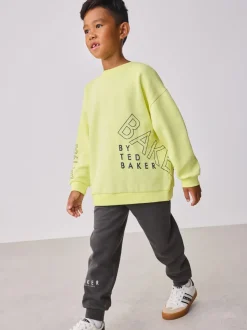 Jaune citron - Baker by Ted Baker Ensemble sweat-shirt et jogging graphique surdimensionné