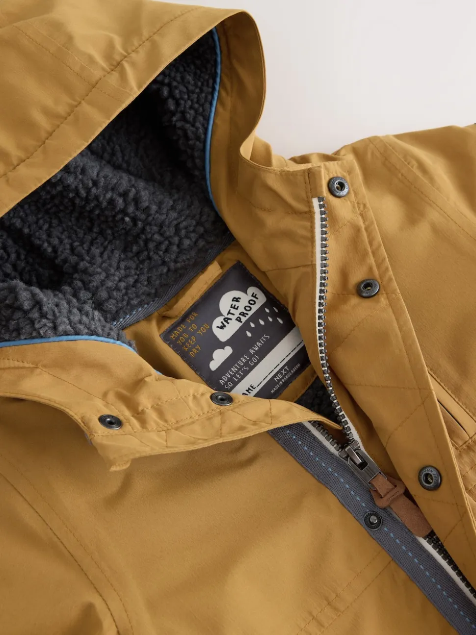 jaune ocre - Parka imperméable doublée de borg (3mois-7ans)